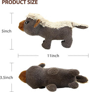IOKHEIRA Dog Plush Toys for Aggressive Chewers, Indestructible Dog Squeaky Toys with Crinkle Paper, Durable Teething Chew Toys for Medium and Large Breed (Grey)