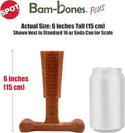 SPOT Bam-Bones Plus T-Bone, Bamboo Fiber & Nylon Dog Chew, Durable for Aggressive Chewers, Non-Splintering, for Adult Dogs & Teething Puppies Under 60lbs, 6in, Beef Flavor