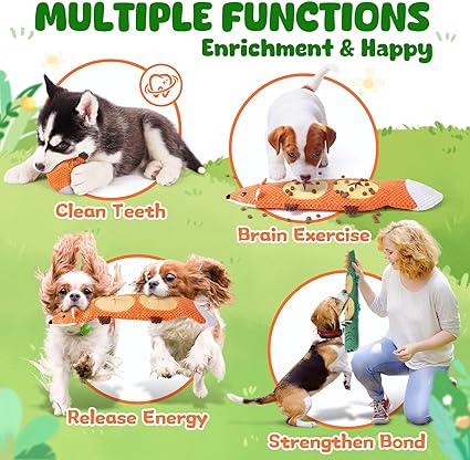 XIUGOAL Dog Toys for Aggressive Chewers, 2 Pack No Stuffing Interactive Dog Toys for Boredom and Teething, Squeaky Chew Toy for Small, Medium Breed to Keep Them Busy