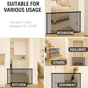 Pet Gate Mesh – No-Drill Easy Install, Good Helper,Portable Folding Dog Safety Fence for Stairs & Doorways, 43.3″ W x 28.3″ H with 4 Adhesive Hooks