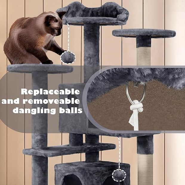 Yaheetech 54in Cat Tree Tower Condo Furniture Scratch Post for Kittens Pet House Play