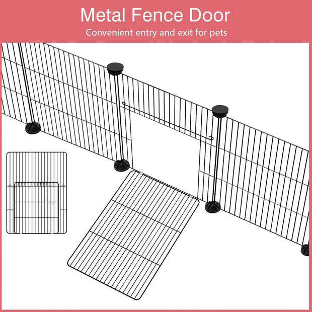 Playpen,Pet Playpen with Waterproof Mat,C&C Cage for Guinea Pigs,Puppy Play Pen,Bunny Playpen,Indoor Outdoor Portable Metal Wire Yard Fence