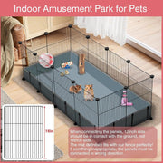 Playpen,Pet Playpen with Waterproof Mat,C&C Cage for Guinea Pigs,Puppy Play Pen,Bunny Playpen,Indoor Outdoor Portable Metal Wire Yard Fence