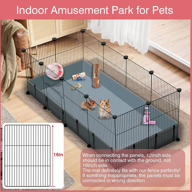 Playpen,Pet Playpen with Waterproof Mat,C&C Cage for Guinea Pigs,Puppy Play Pen,Bunny Playpen,Indoor Outdoor Portable Metal Wire Yard Fence