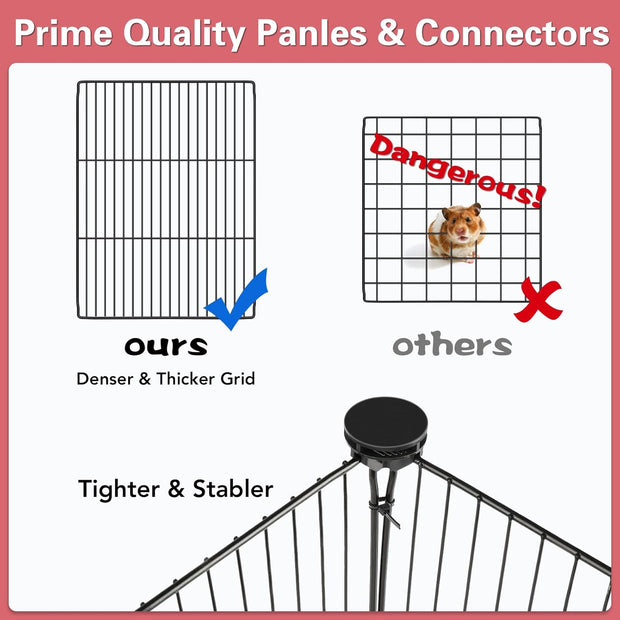 Playpen,Pet Playpen with Waterproof Mat,C&C Cage for Guinea Pigs,Puppy Play Pen,Bunny Playpen,Indoor Outdoor Portable Metal Wire Yard Fence