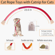 Retro Shaw Catnip Toys Chew Ropes, Cat Rope Toys for Indoor Cats Kitten, Cat Toys String Kitten Chew Teething Toy Kitty Nip Kicker - 3 Pack, 23.6 Inches