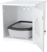 TRIXIE Litter Box Enclosure, Hidden Kitty Litter Box Cabinet, Furniture Style, White,(19.84 LBS)