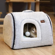 cat Bed cave-cat beds for Indoor Cats,Soft and Comfortable,Cute cat House,with Removable Washable Cushioned Pillow,Enclosed cat Bed,Kitty pet hut、Hideaway,Small Dog Tent,Grey