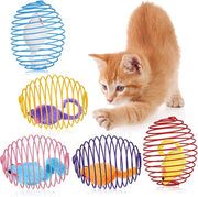 Jecery 5 Pcs Cat Spring Balls Stretchable Springs Toys Rolling Balls Colorful Playful Coils Interactive Spring Action Toy Caged Rats for Kitten Cat Pet Supplies Indoor (Mouse,Multicolor)