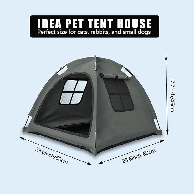 Grey Cat Tent House、Cat's Nest, Portable Indoor/Outdoor Pet Tent House for Cats, Puppies and Other Small Animals