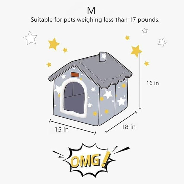 Dog House Indoor Memory Sponge, Foldable Dog House Kennel Bed Mat with Cushion for Small Medium Large Dogs Cats, Winter Warm Cat Nest Puppy Cave Sofa Pet Products (Medium)