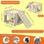 HIIMALEX Extra Large Sturdy Bunny Castle Hideout for Indoor Rabbits Play House with Stairs Round Edges Detachable Habitats for Rabbit Guinea Pig Chinchilla Hedgehog