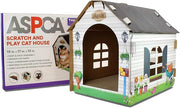 Cardboard Cat House Hideaway Playhouse with Cat Scratcher Scratching Pad 19"L x 13"W x 17"H