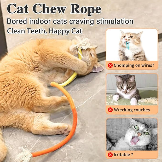 Retro Shaw Catnip Toys Chew Ropes, Cat Rope Toys for Indoor Cats Kitten, Cat Toys String Kitten Chew Teething Toy Kitty Nip Kicker - 3 Pack, 23.6 Inches