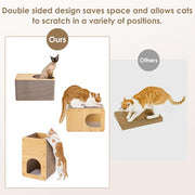 EHEYCIGA Cardboard Cat Scratcher House, 17-Inch Corrugated Cat Scratcher for Indoor Cats, Kitten Scratching Board Pad, Brown