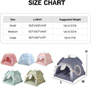 Cat Bed Tents Dog House Indoor Outdoor Lace Mesh Breathable Windows Door Curtains Removable Portable Nest Teepe House (Small,Pink(Ruffled Teim))