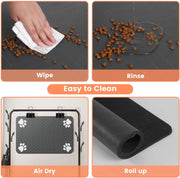 Pet Feeding Mat-Absorbent Pet Placemat for Food and Water Bowl, with Waterproof Rubber Backing, Quick Dry Water Dispenser Mat for Dog and Cat (12"x20", Striped Dark Gray)