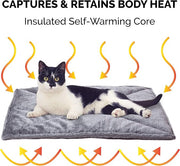 Furhaven ThermaNAP Self-Warming Cat Bed for Indoor Cats & Small Dogs, Washable & Reflects Body Heat - Quilted Faux Fur Reflective Bed Mat - Gray, Small