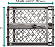 MYPET North States Paws Portable Pet Gate: 26-40" Wide. Pressure Mount. No Tools Needed. Made in USA. Dog Gate 23" Tall, Expandable, Durable Dog Gates for Doorways, Fieldstone Gray