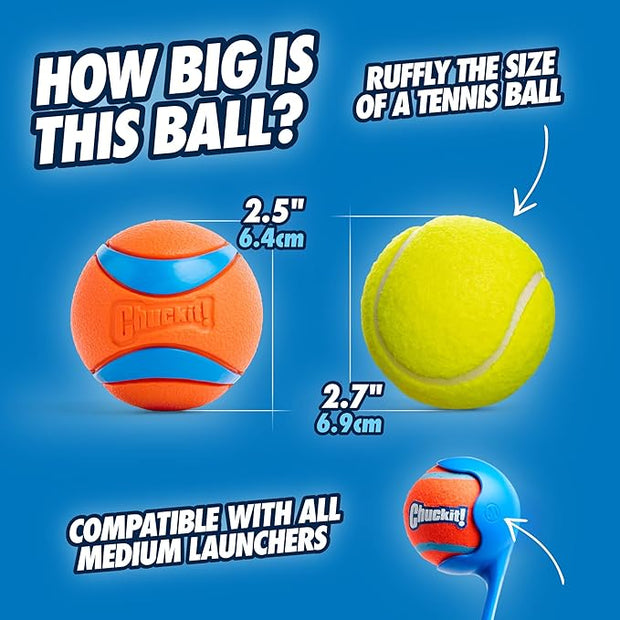 Chuckit! Ultra Ball Dog Toy with Chuckit! Cleaning Bucket Bundle, Bouncy Fetch Pet Toys For Dogs 20-60 lbs, Interactive Dog Toys, Durable Rubber, Size Medium, 2.5-inch Diameter, 8-Pack of Balls
