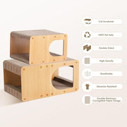 EHEYCIGA Cardboard Cat Scratcher House, 17-Inch Corrugated Cat Scratcher for Indoor Cats, Kitten Scratching Board Pad, Brown