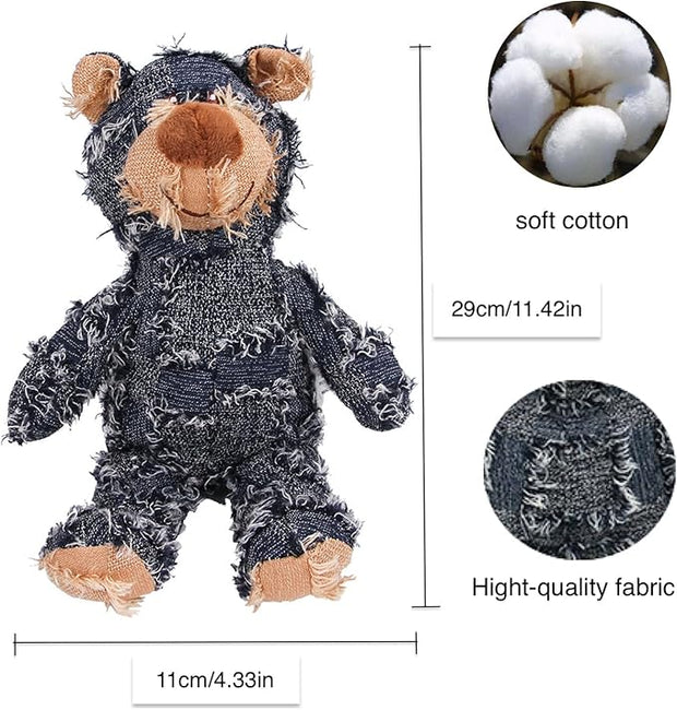 MAXBECK Dog Companion for Heavy Chewers- Indestructible Robust Bear Dog Toy, Resistant Squeaky Dog Toys for Heavy Chewers, Unbreakable Stuffed Plush Dog Toys for Aggressive Chewers (A-Navy)