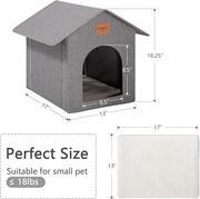 Love's cabin Outdoor Cat House Weatherproof, Insulated Feral Cat House Outdoor for Winter, Waterproof Outside House for/Indoor Cats, Shelter with Removable Soft Cushion,Grey
