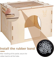 Woiworco Wooden Rabbit Hideout Castle for Indoor Bunnies, Chinchilla, Hamsters and Guinea Pigs - Houses and Hut to Hide