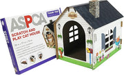 Cardboard Cat House Hideaway Playhouse with Cat Scratcher Scratching Pad 19"L x 13"W x 17"H