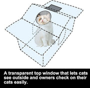 Texsens Outdoor Cat House - Weatherproof Large Cat Shelter for Outside with Roof Window- Insulated Elevated House for Stray/Barn Cats with Cozy Cushion - Ideal Waterproof Feral Cat House