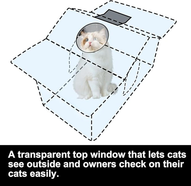 Texsens Outdoor Cat House - Weatherproof Large Cat Shelter for Outside with Roof Window- Insulated Elevated House for Stray/Barn Cats with Cozy Cushion - Ideal Waterproof Feral Cat House