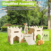 HIIMALEX Extra Large Wooden Bunny Castle House Multistory Climbing Tower Hideout Ventilated Sturdy Habitat for Rabbit Guinea Pig Chinchilla Ferret