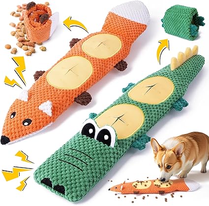 XIUGOAL Dog Toys for Aggressive Chewers, 2 Pack No Stuffing Interactive Dog Toys for Boredom and Teething, Squeaky Chew Toy for Small, Medium Breed to Keep Them Busy