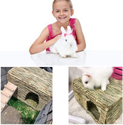 HERCOCCI Extra Large Grass House for Rabbit, Foldable & Comfortable - Small Animal Hut Play Hideaway Bed Hay Mat Chew Toy for Bunny Guinea Pig Hamster Chinchilla (1 Pack)