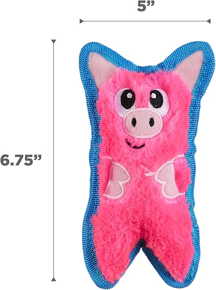 Outward Hound Durablez Tough Plush Squeaky Dog Toy, Pig, Pink, XS