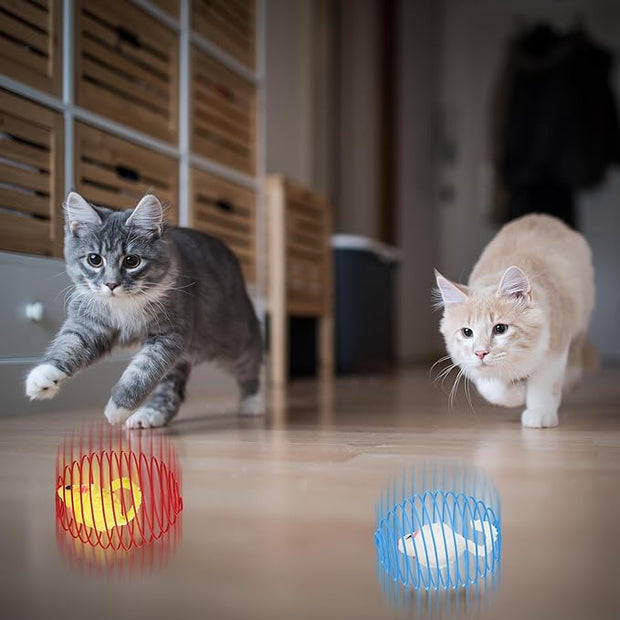Jecery 5 Pcs Cat Spring Balls Stretchable Springs Toys Rolling Balls Colorful Playful Coils Interactive Spring Action Toy Caged Rats for Kitten Cat Pet Supplies Indoor (Mouse,Multicolor)