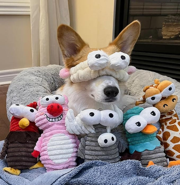 Nocciola 5 Packs Dog Squeaky Toys, 5 Funny Strange Squeak Sounds for Different Animals, Durable Stuffed Plush Dog Toys to Keep Them Busy, Puppy Toys for Small Medium Large Dogs