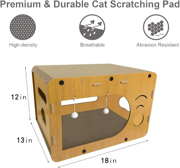 Cat Scratchers for Indoor, Large Size, Furniture-Protecting Scratch Pad with Cat Bed, Cat House-Shaped Design.cat Toys.cat Scratching Post.cat Scratching Board