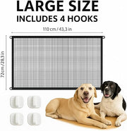 Pet Gate Mesh – No-Drill Easy Install, Good Helper,Portable Folding Dog Safety Fence for Stairs & Doorways, 43.3″ W x 28.3″ H with 4 Adhesive Hooks