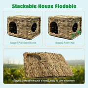 Natural Seagrass Mat Bed Hideaway Toy, Hand Woven for Rabbit Guinea Pig Chinchilla Ferret