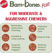 SPOT Bam-Bones Plus T-Bone, Bamboo Fiber & Nylon Dog Chew, Durable for Aggressive Chewers, Non-Splintering, for Adult Dogs & Teething Puppies Under 60lbs, 6in, Beef Flavor