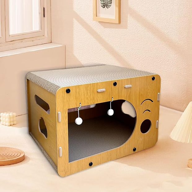 Cat Scratchers for Indoor, Large Size, Furniture-Protecting Scratch Pad with Cat Bed, Cat House-Shaped Design.cat Toys.cat Scratching Post.cat Scratching Board