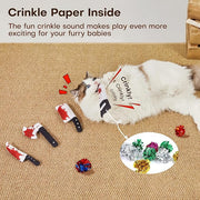 Potaroma 4Pcs Cat Toys, Horror Knife-Shaped Kitten Catnip Crinkly Sound Toys, Indoor Exercise for All Cat Breeds 6.5 Inches