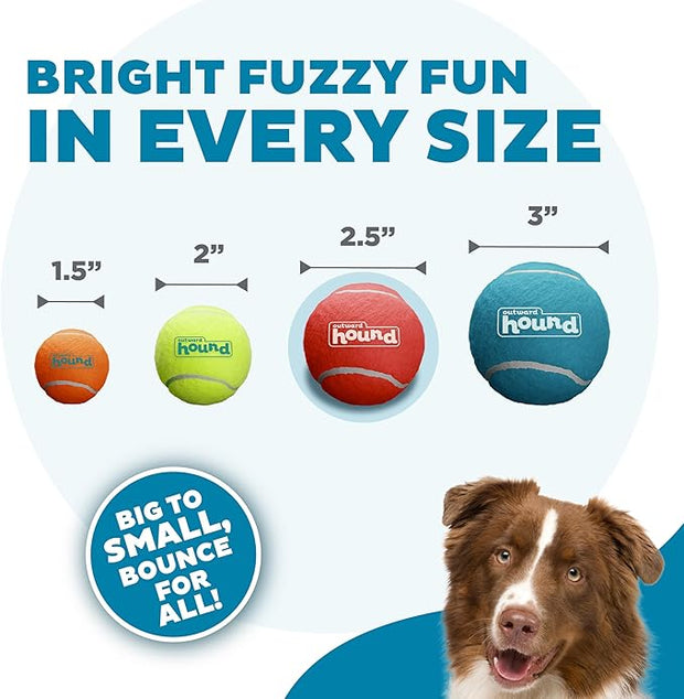 Outward Hound Squeaker Ballz, Interactive Dog Toy, Squeaky Tennis Ball, Durable Dog Toy for Fetch, Multi-Pack of 4, Medium