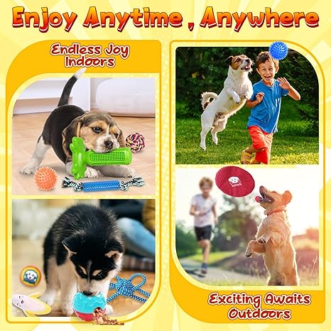 KIPRITII 25 Pack Various Puppy Dog Toys for Teething, Entertainment & Interaction, Puppy Chew Toys Pack with Rope Toy, Treat Balls and Dog Squeaky Toys for Puppies & Small Dogs